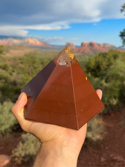 Red Sun Dodecahedron orgone pyramid, alternate angle