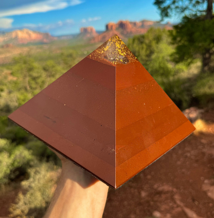 Large Red Sun Giza orgone pyramid, alternate angle