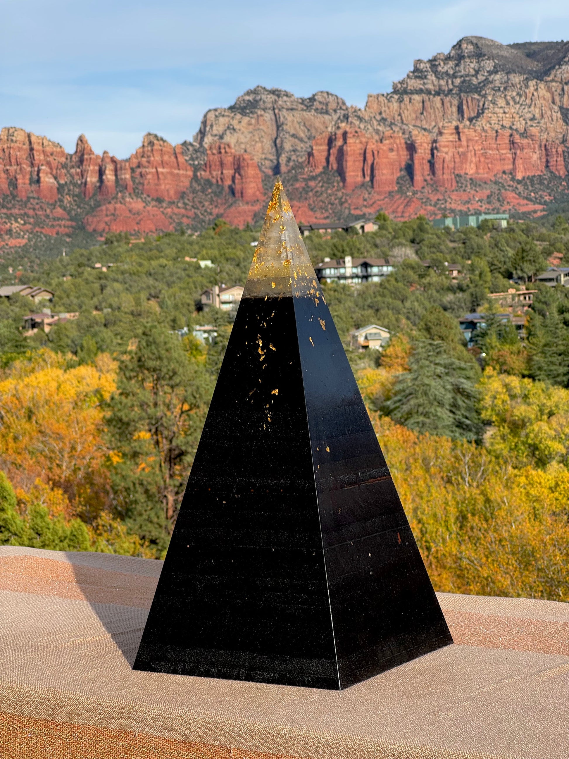 Flagship XXL 76-degree Black Sun Nubian orgone pyramid, alternate angle