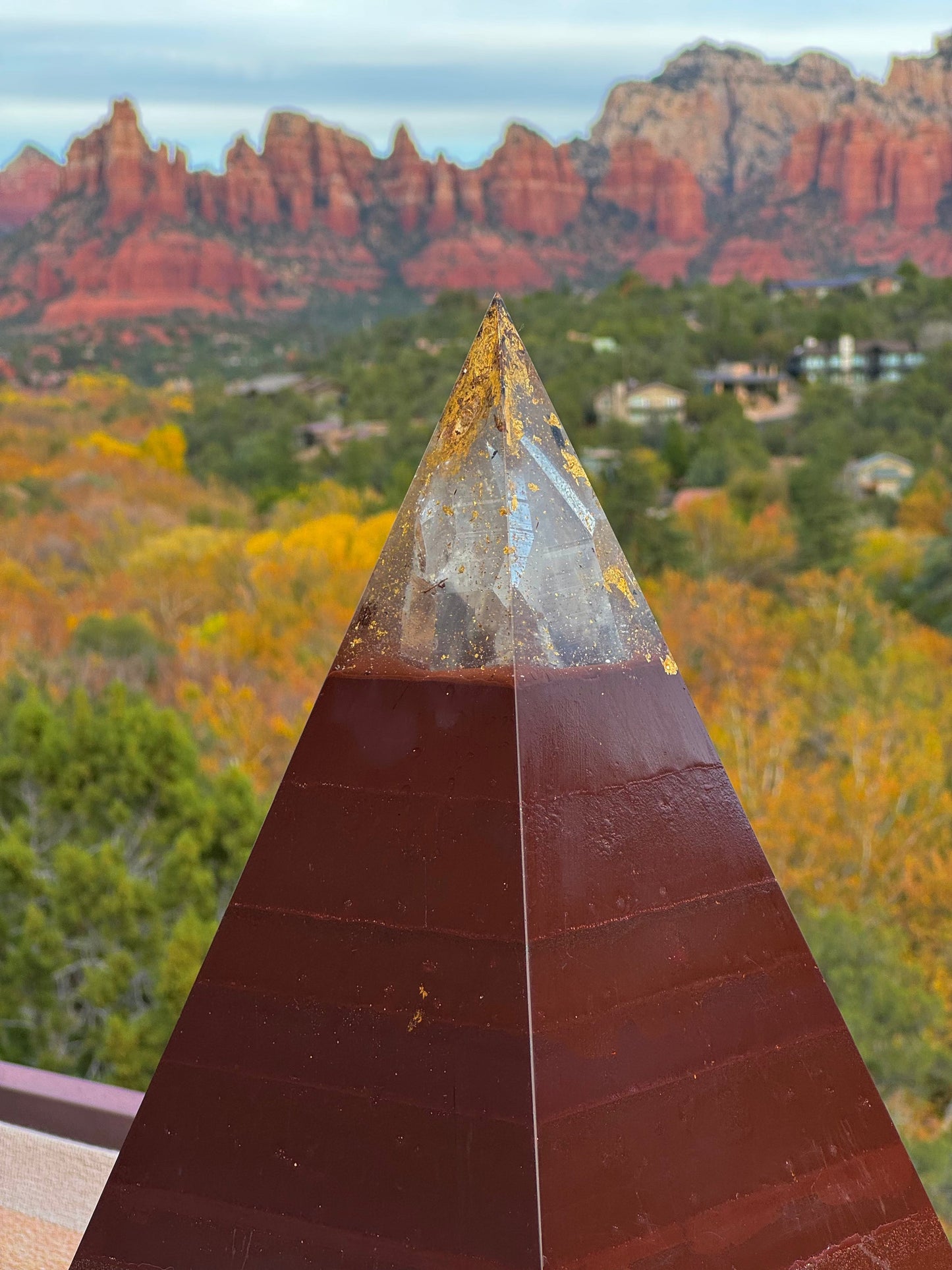 XXL 72-degree Red Sun Nubian orgone pyramid, alternate angle