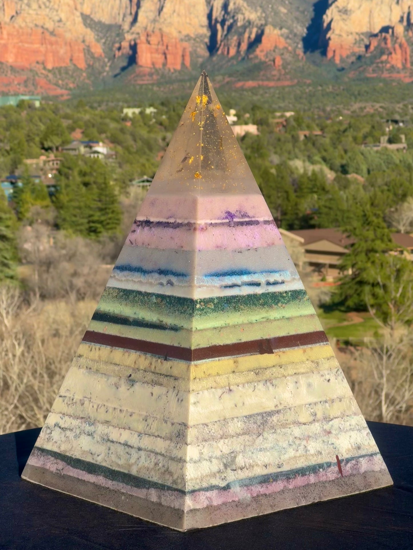 “The White Rainbow” White 72 Degree XXL 8+ Sided Black Sun Nubian Pyramid