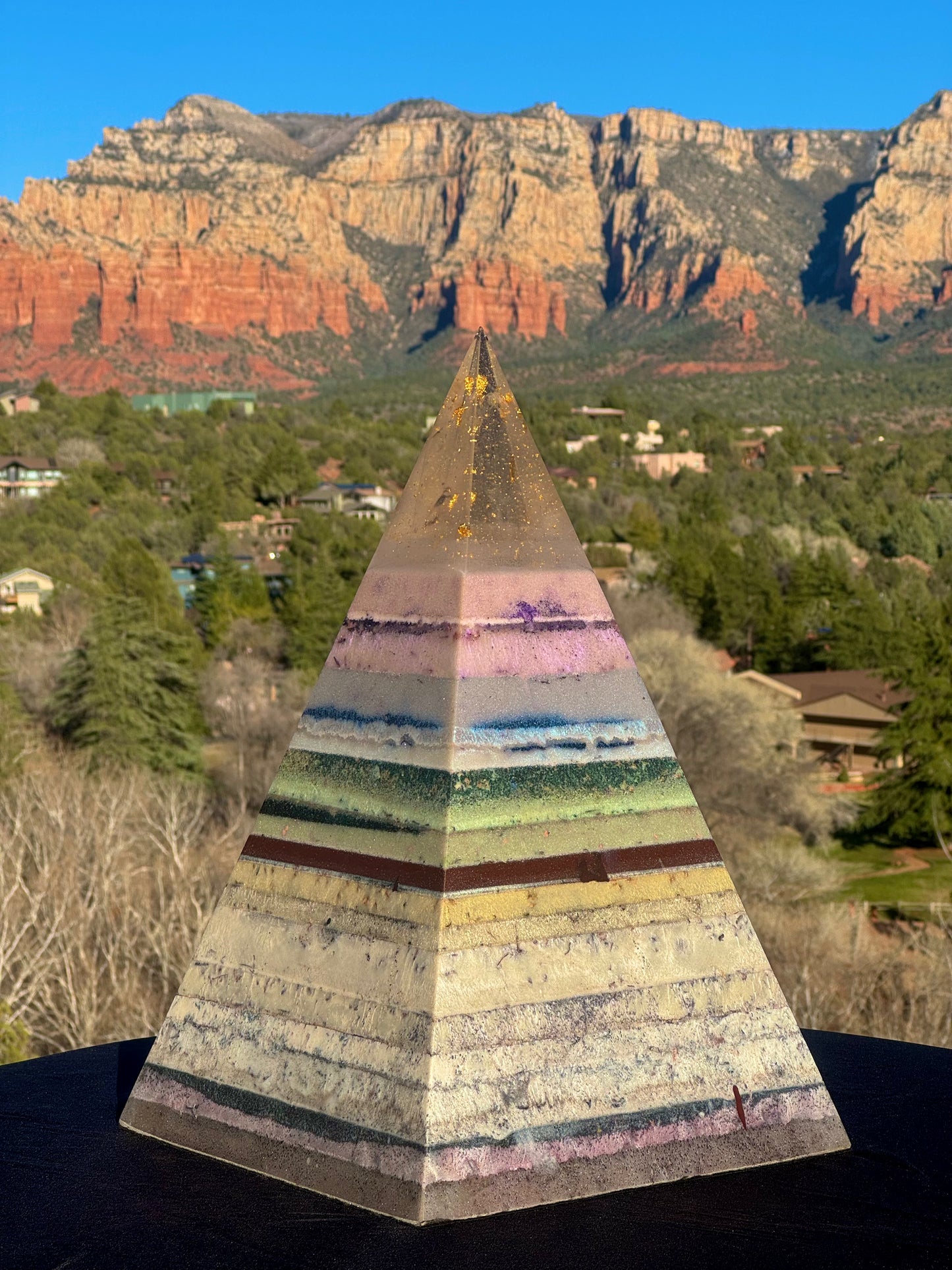 “The White Rainbow” White 72 Degree XXL 8+ Sided Black Sun Nubian Pyramid