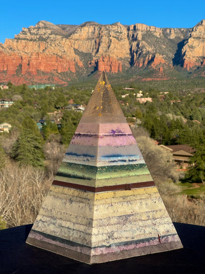 “The White Rainbow” White 72 Degree XXL 8+ Sided Black Sun Nubian Pyramid