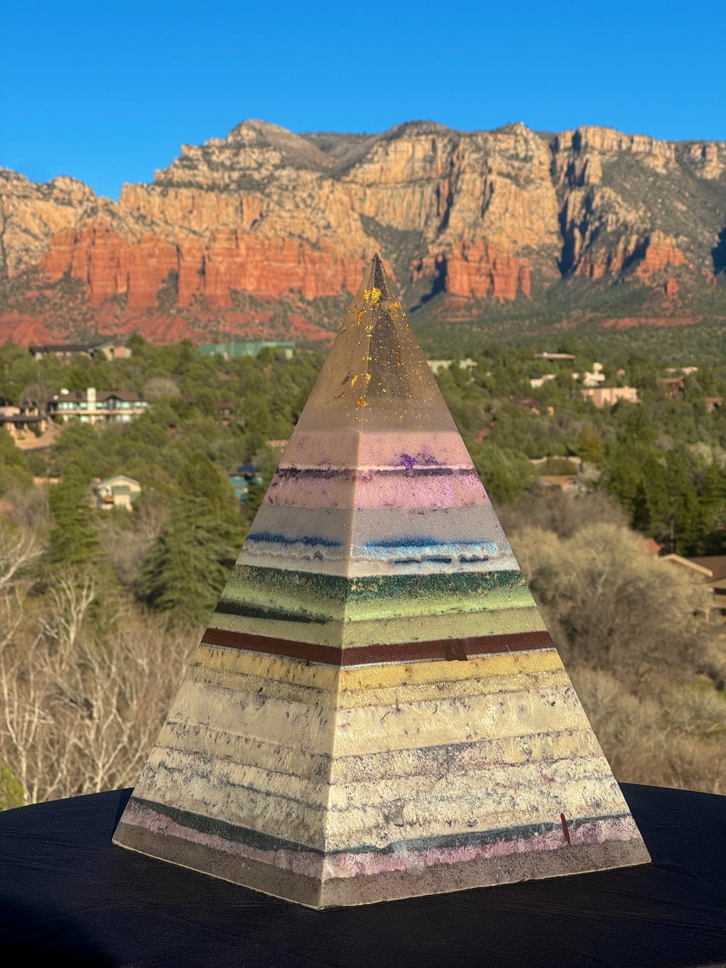 “The White Rainbow” White 72 Degree XXL 8+ Sided Black Sun Nubian Pyramid