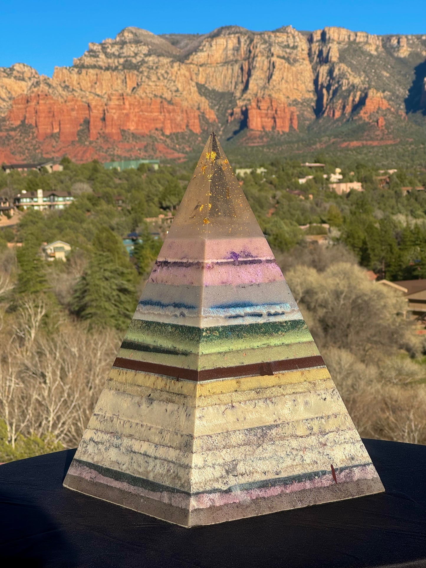 “The White Rainbow” White 72 Degree XXL 8+ Sided Black Sun Nubian Pyramid