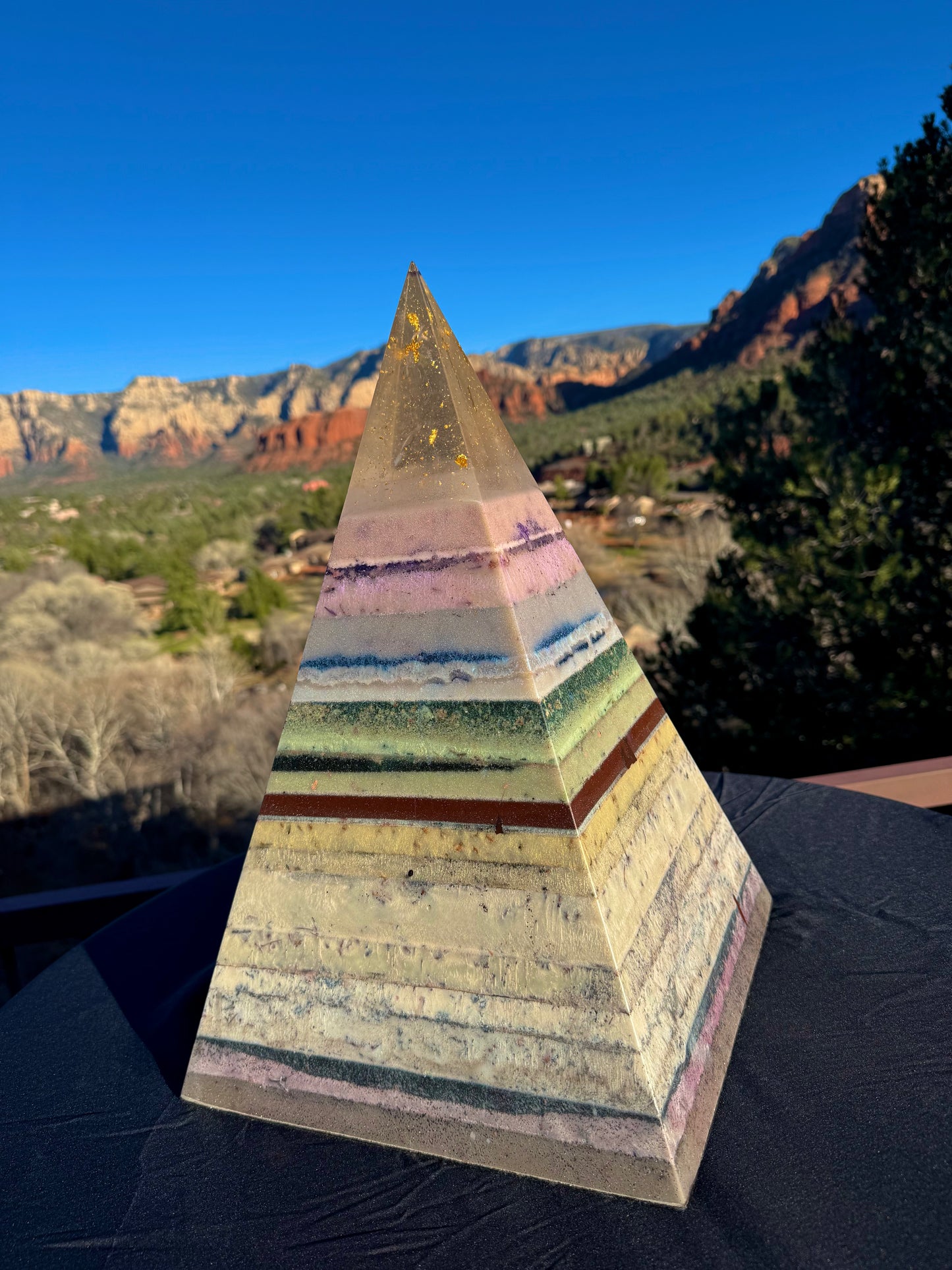 “The White Rainbow” White 72 Degree XXL 8+ Sided Black Sun Nubian Pyramid