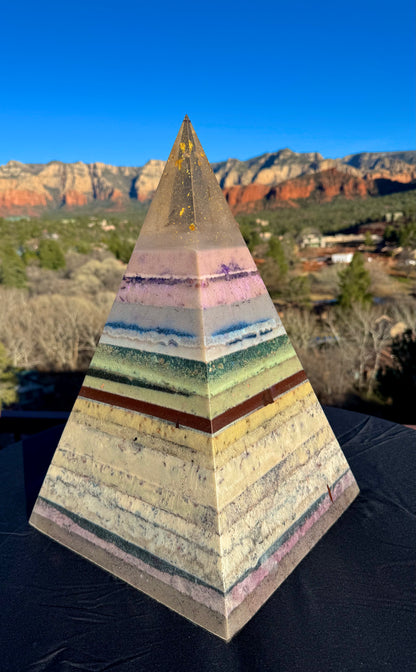 “The White Rainbow” White 72 Degree XXL 8+ Sided Black Sun Nubian Pyramid
