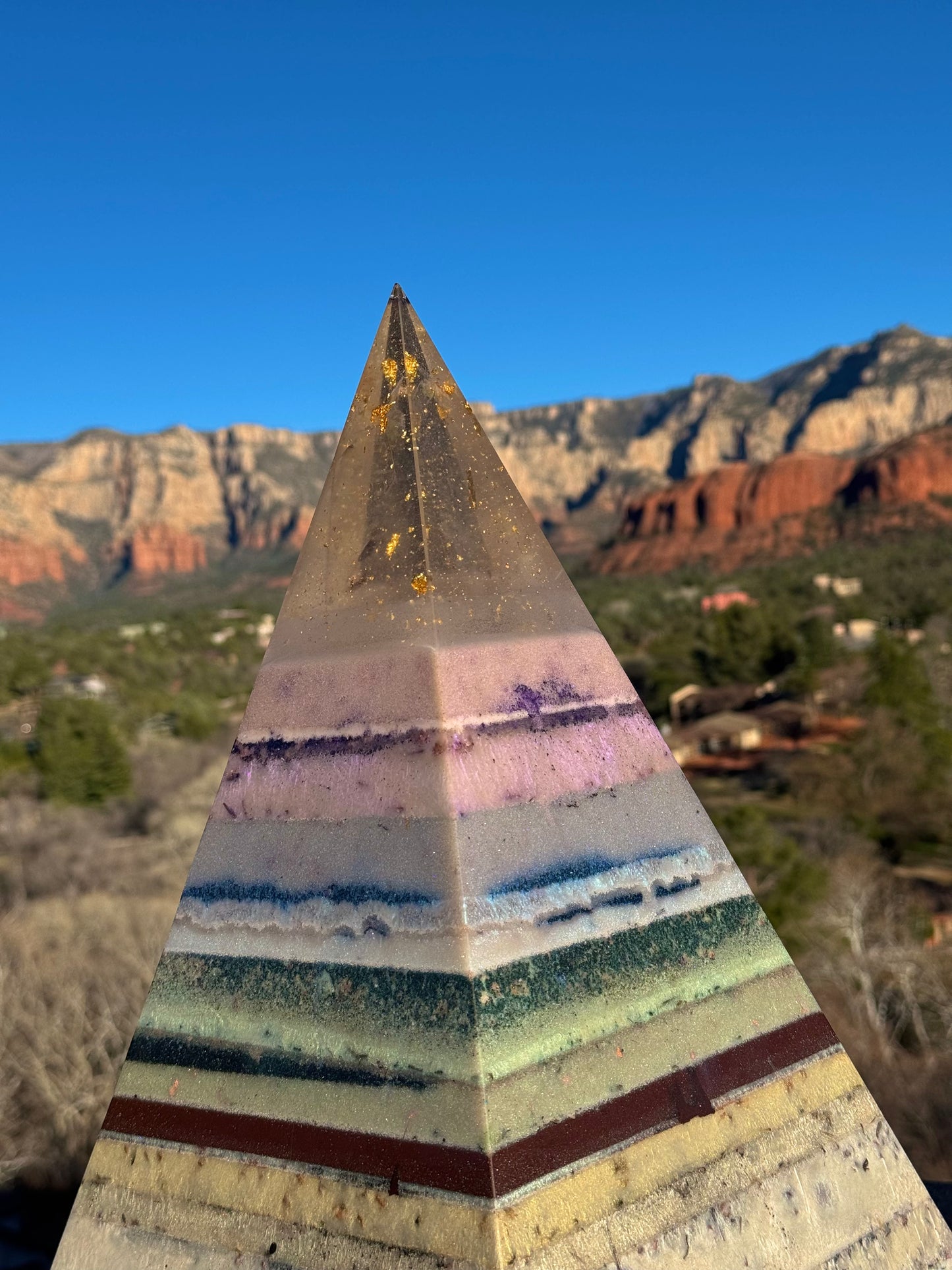 “The White Rainbow” White 72 Degree XXL 8+ Sided Black Sun Nubian Pyramid