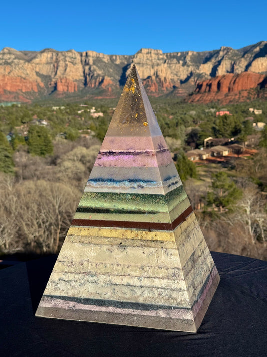 “The White Rainbow” White 72 Degree XXL 8+ Sided Black Sun Nubian Pyramid