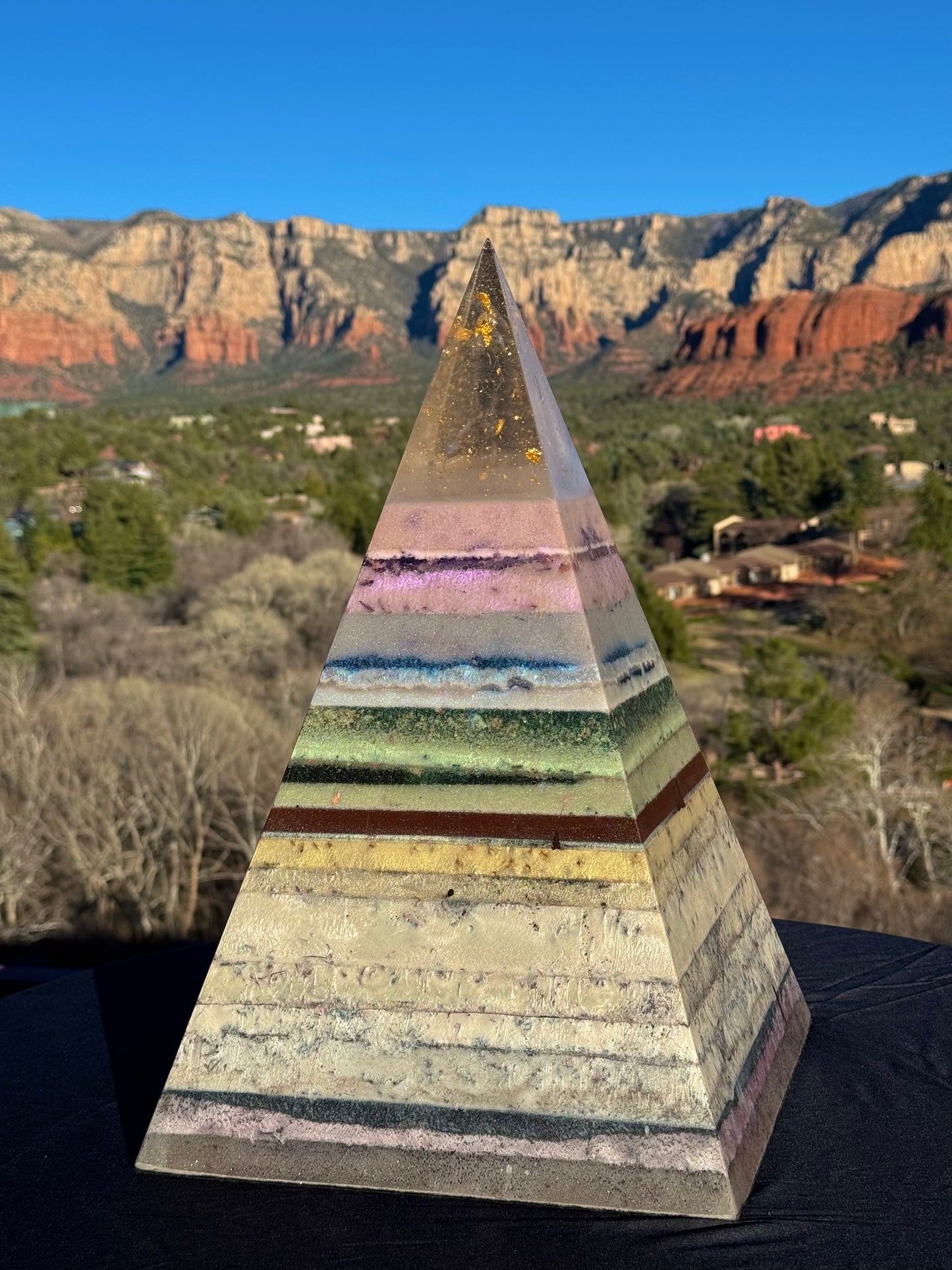 “The White Rainbow” White 72 Degree XXL 8+ Sided Black Sun Nubian Pyramid