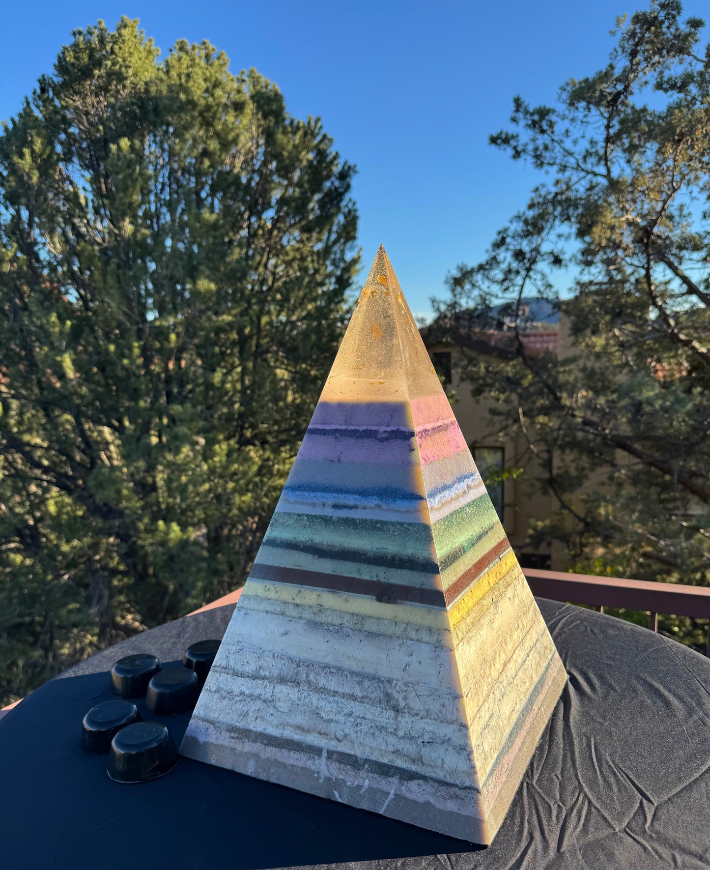 “The White Rainbow” White 72 Degree XXL 8+ Sided Black Sun Nubian Pyramid