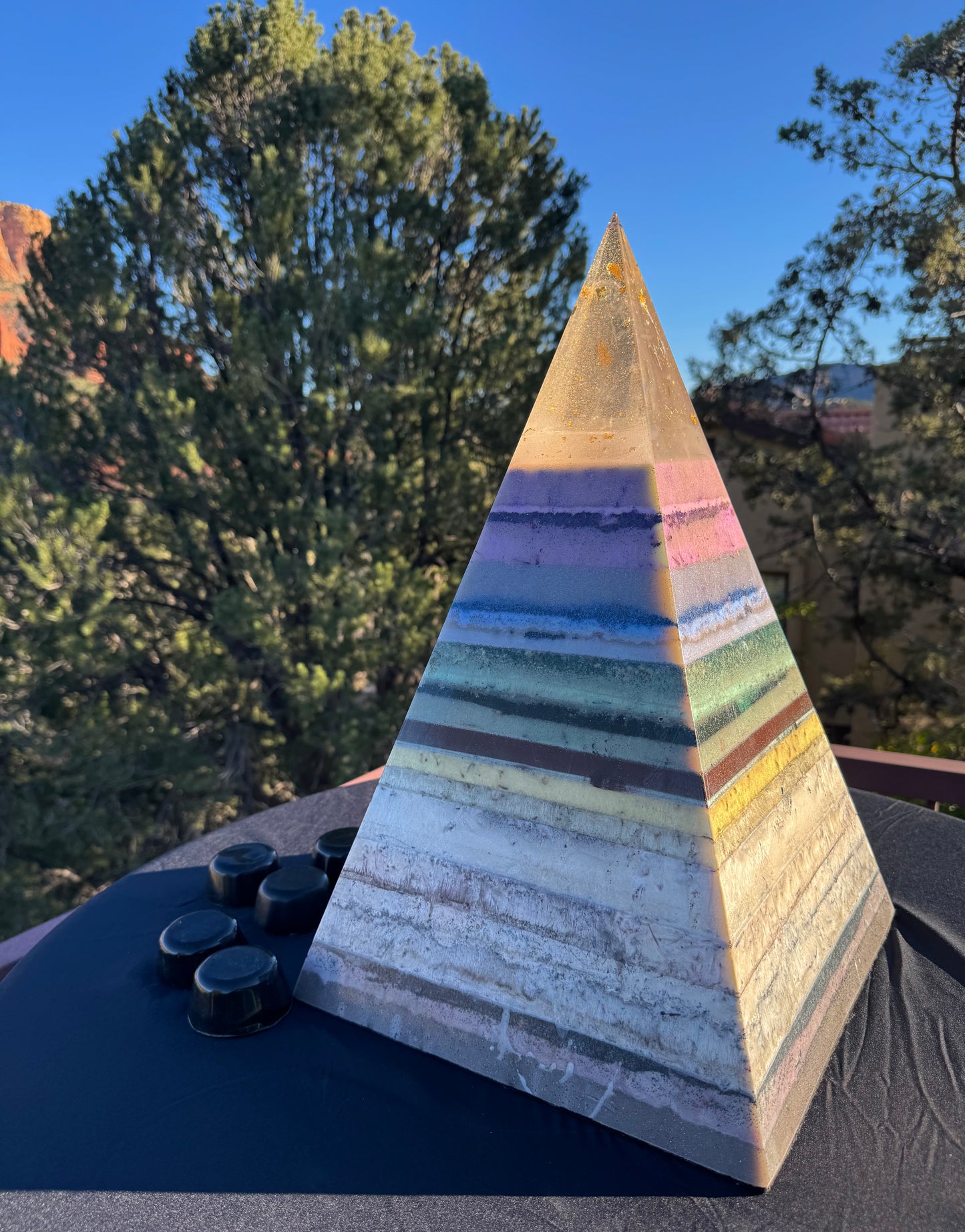 “The White Rainbow” White 72 Degree XXL 8+ Sided Black Sun Nubian Pyramid