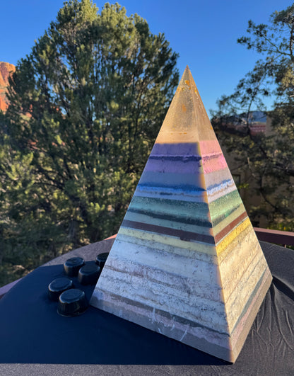 “The White Rainbow” White 72 Degree XXL 8+ Sided Black Sun Nubian Pyramid