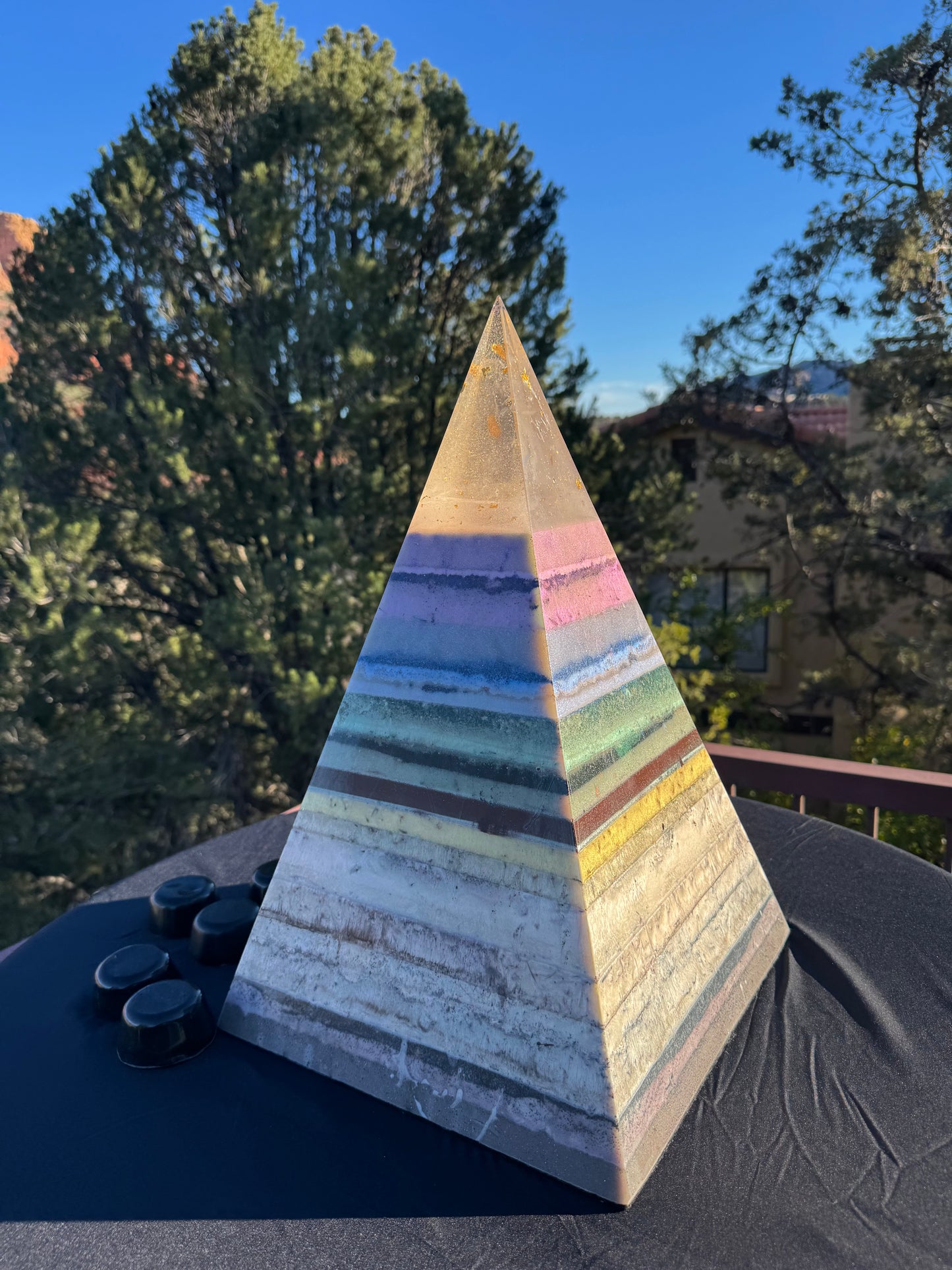 “The White Rainbow” White 72 Degree XXL 8+ Sided Black Sun Nubian Pyramid