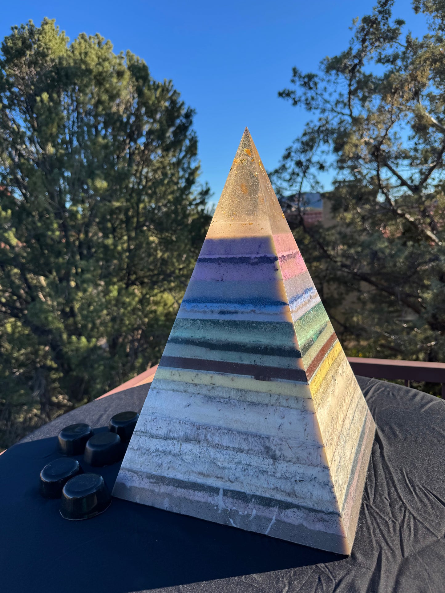 “The White Rainbow” White 72 Degree XXL 8+ Sided Black Sun Nubian Pyramid