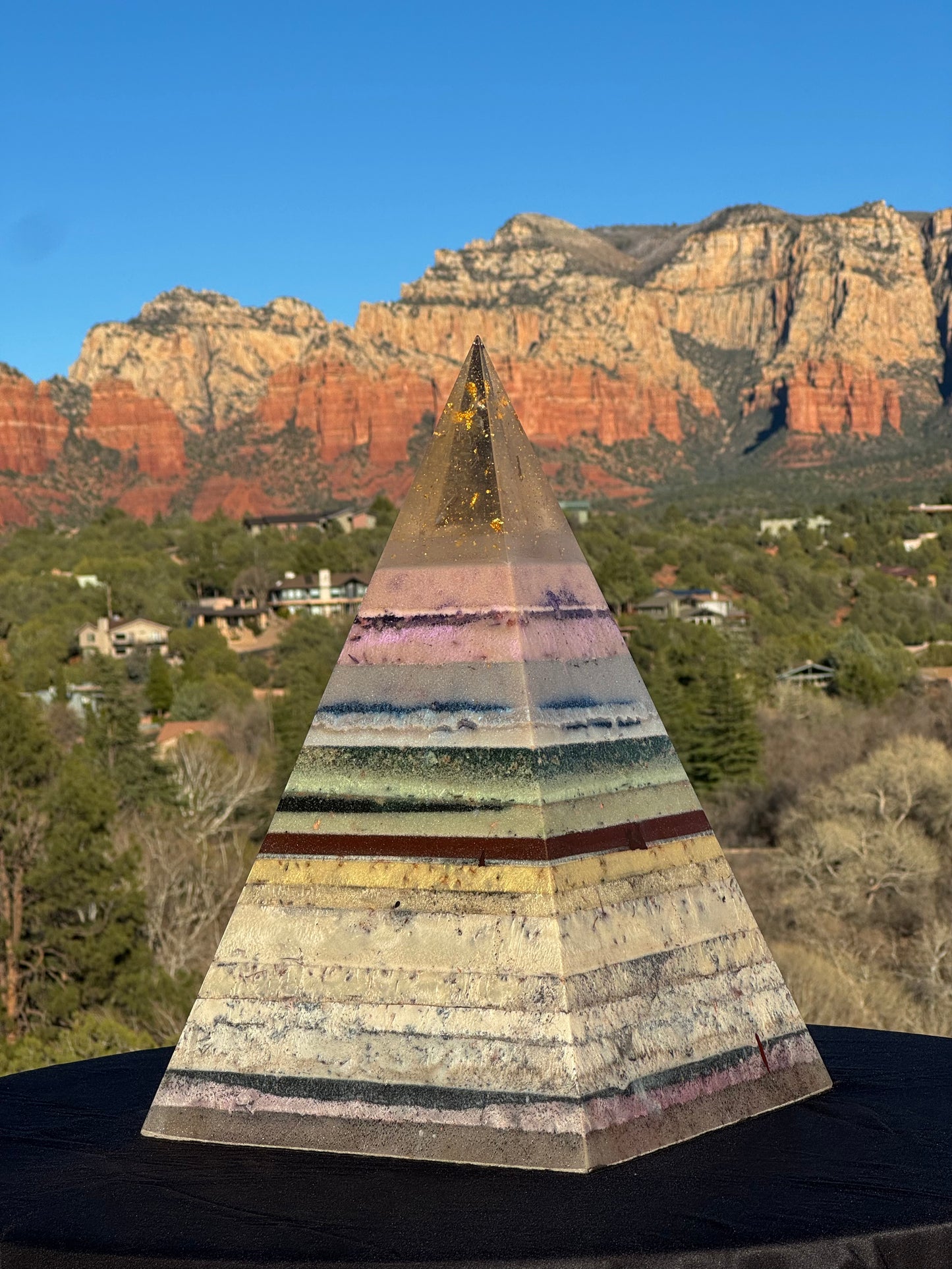 “The White Rainbow” White 72 Degree XXL 8+ Sided Black Sun Nubian Pyramid