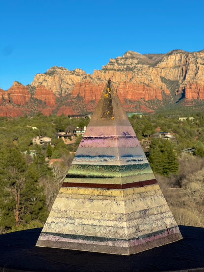 “The White Rainbow” White 72 Degree XXL 8+ Sided Black Sun Nubian Pyramid