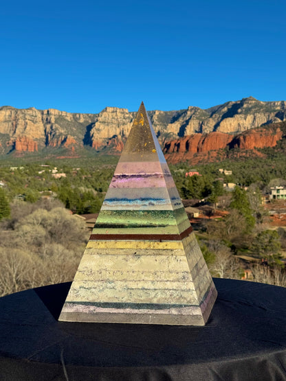 “The White Rainbow” White 72 Degree XXL 8+ Sided Black Sun Nubian Pyramid