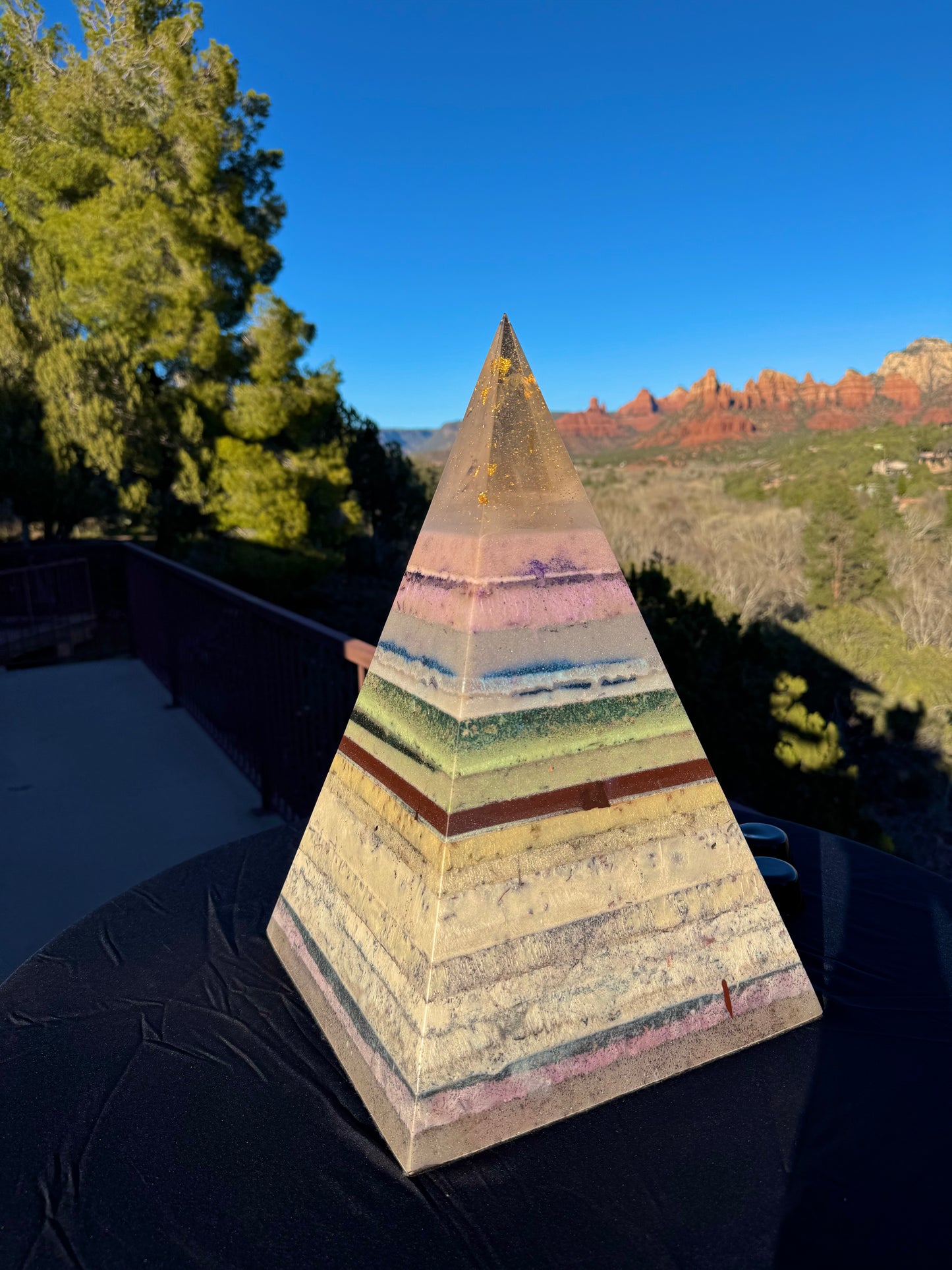 “The White Rainbow” White 72 Degree XXL 8+ Sided Black Sun Nubian Pyramid