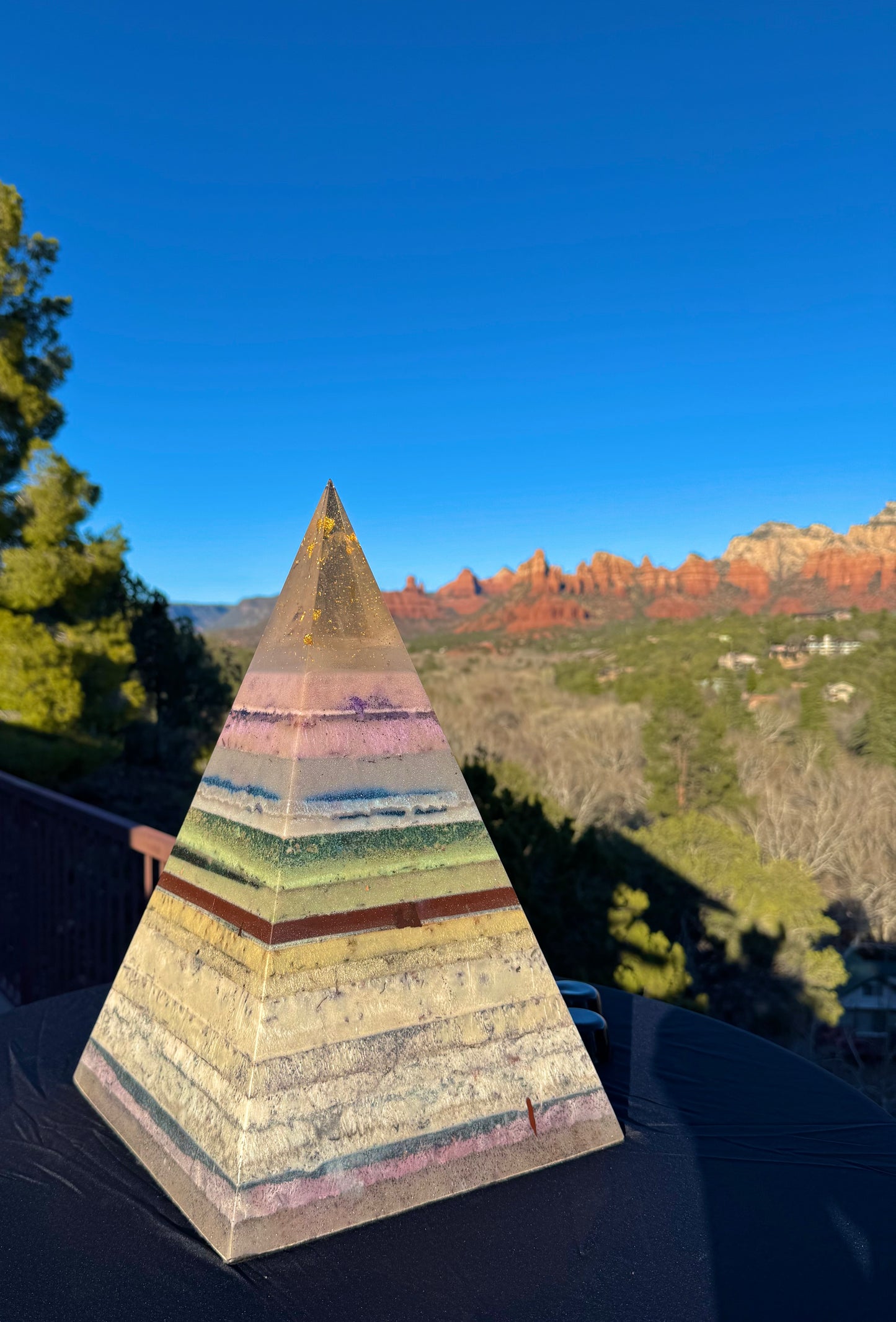 “The White Rainbow” White 72 Degree XXL 8+ Sided Black Sun Nubian Pyramid