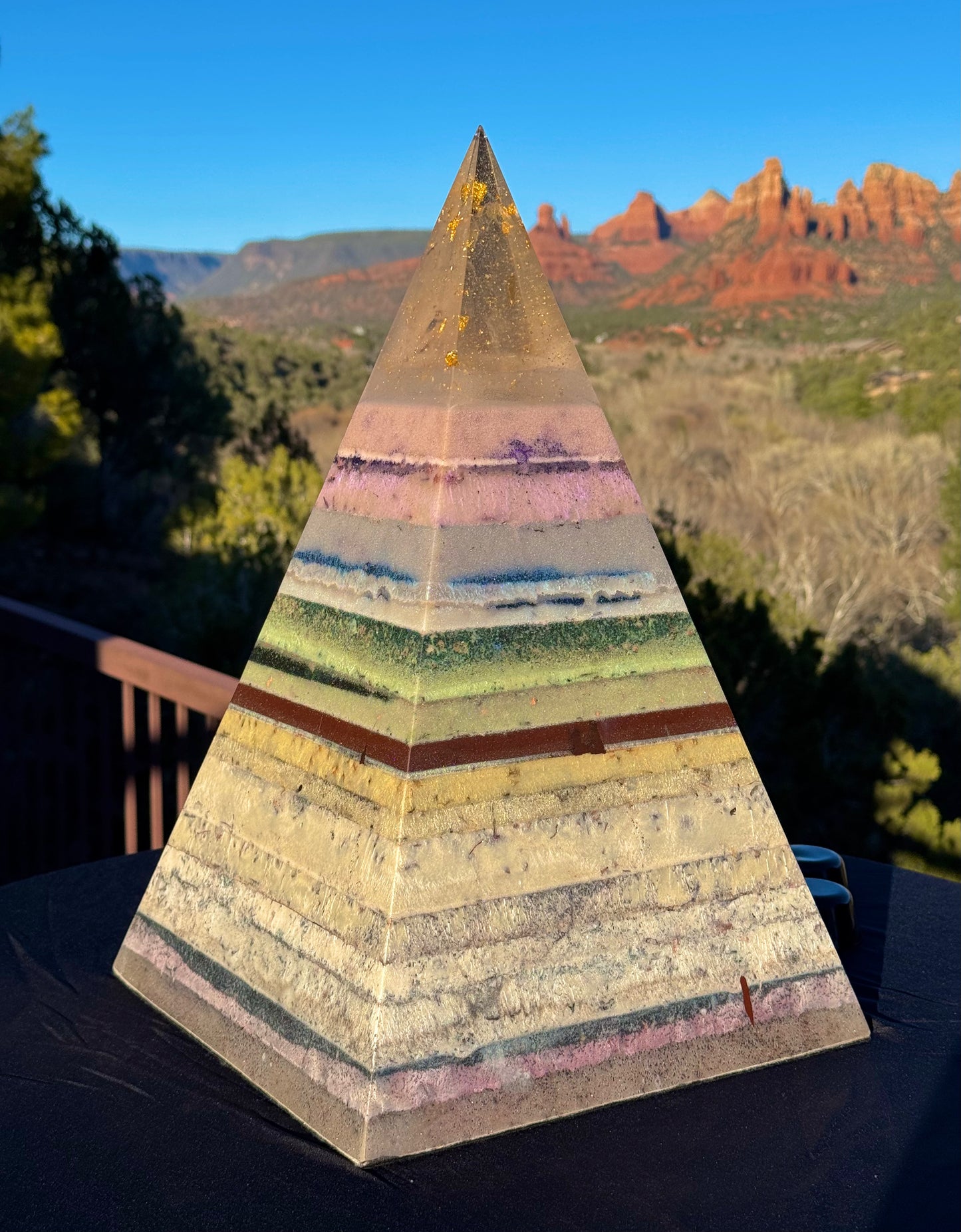 “The White Rainbow” White 72 Degree XXL 8+ Sided Black Sun Nubian Pyramid