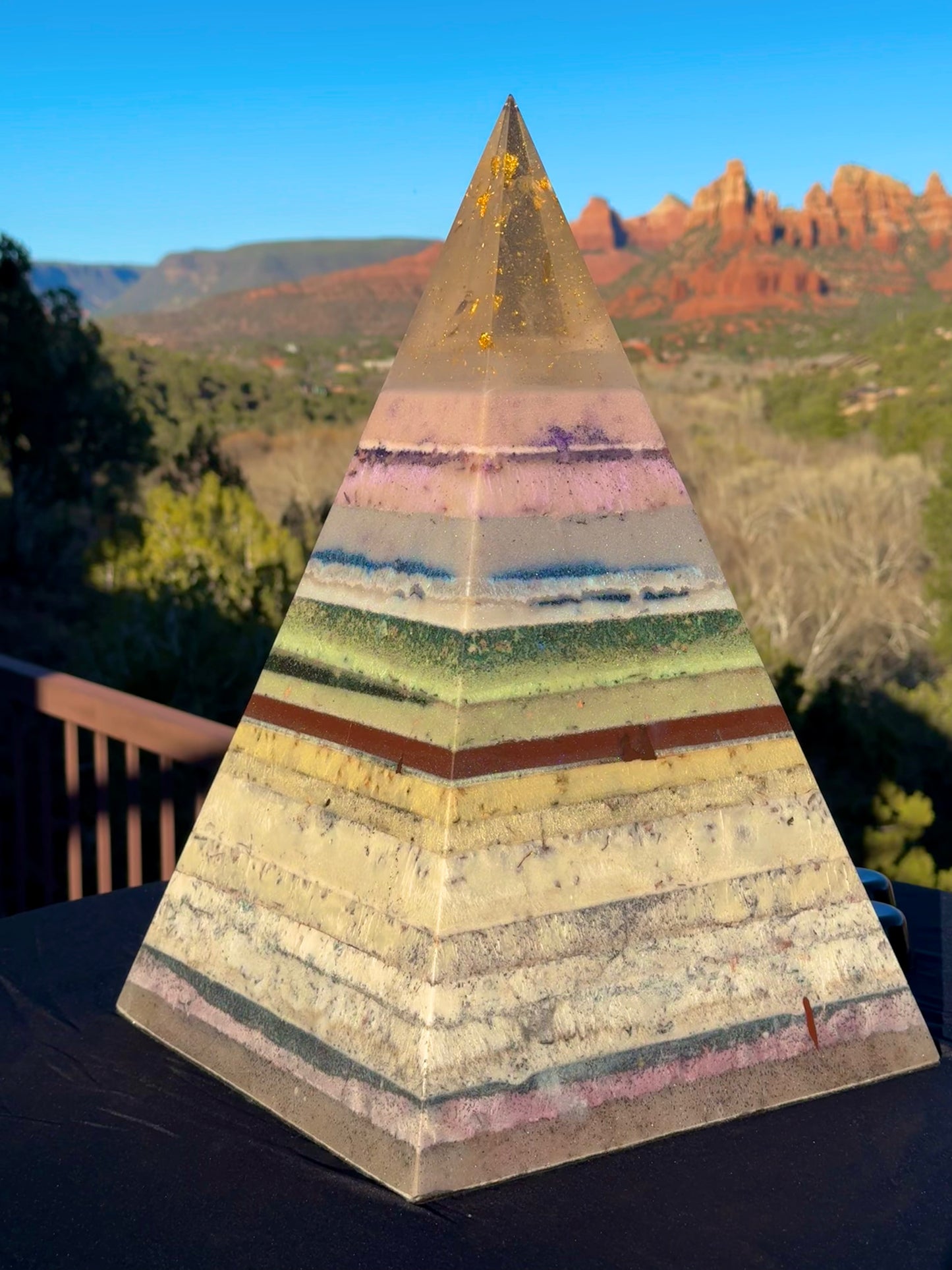“The White Rainbow” White 72 Degree XXL 8+ Sided Black Sun Nubian Pyramid