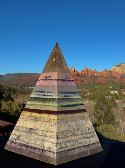 “The White Rainbow” White 72 Degree XXL 8+ Sided Black Sun Nubian Pyramid