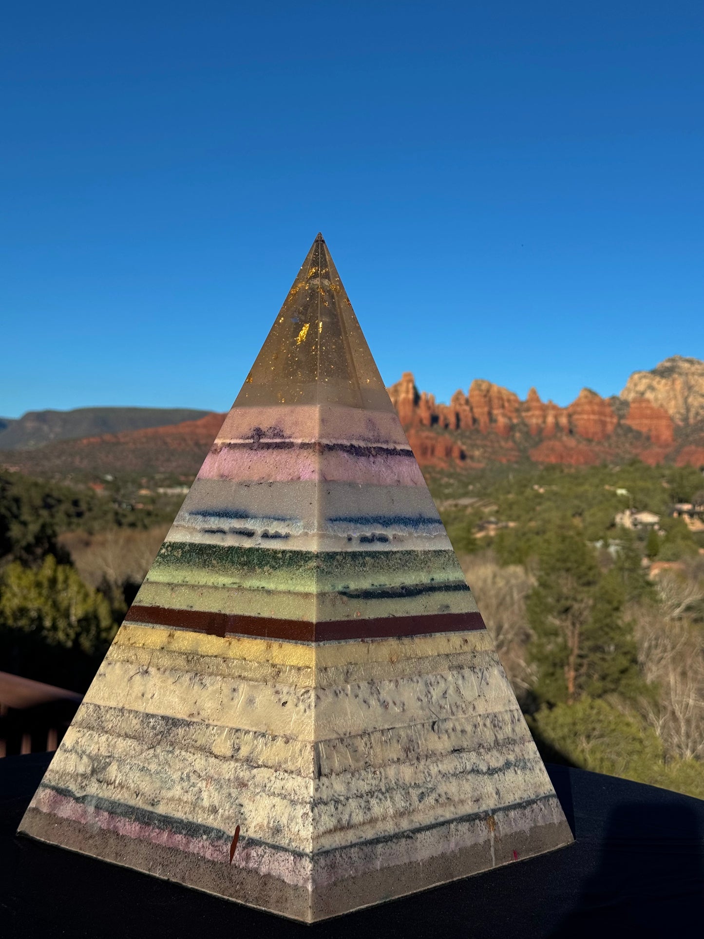 “The White Rainbow” White 72 Degree XXL 8+ Sided Black Sun Nubian Pyramid