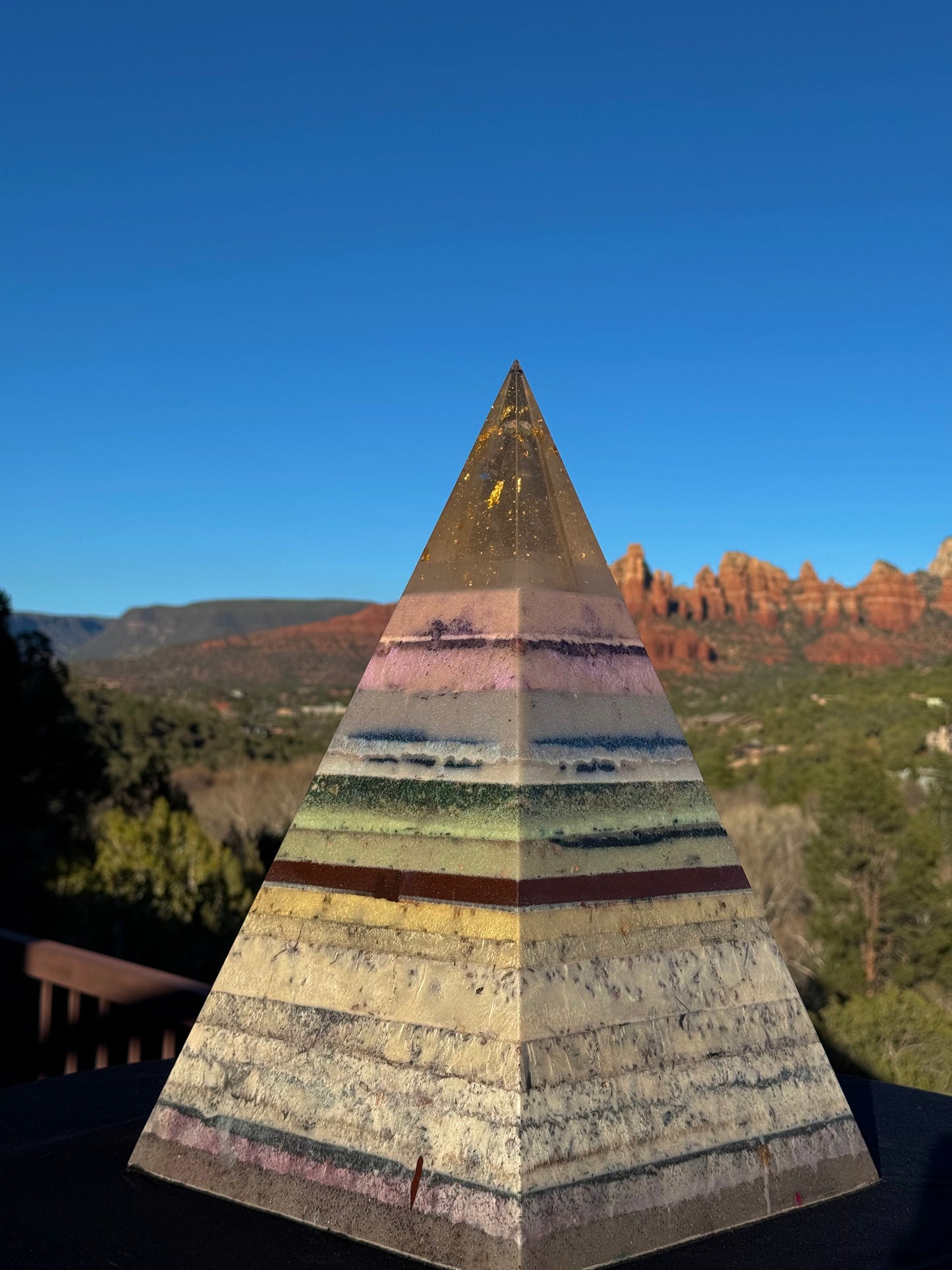“The White Rainbow” White 72 Degree XXL 8+ Sided Black Sun Nubian Pyramid