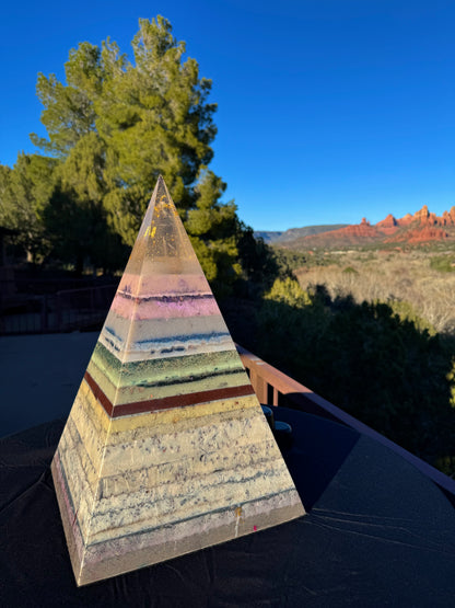 “The White Rainbow” White 72 Degree XXL 8+ Sided Black Sun Nubian Pyramid