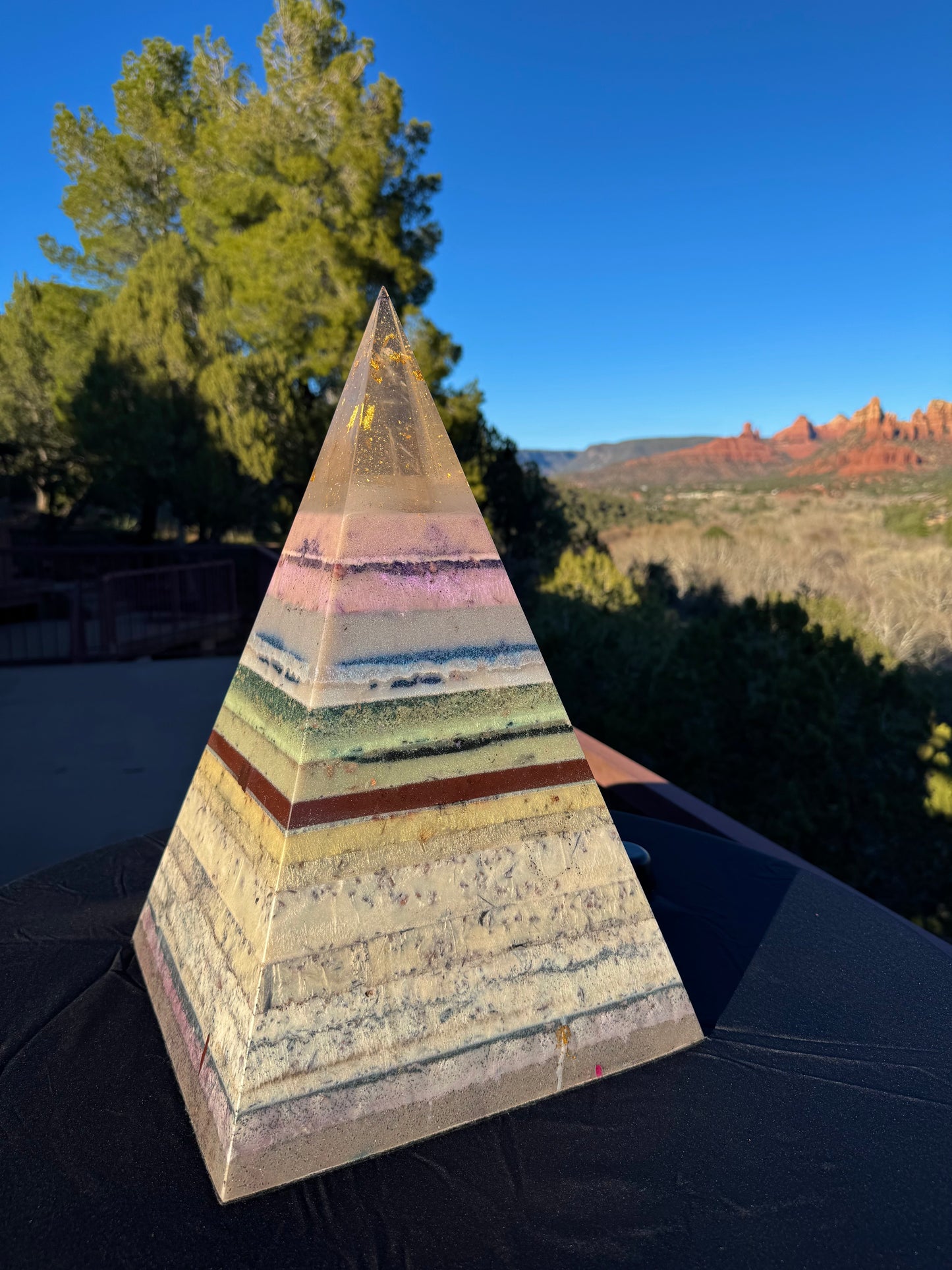 “The White Rainbow” White 72 Degree XXL 8+ Sided Black Sun Nubian Pyramid