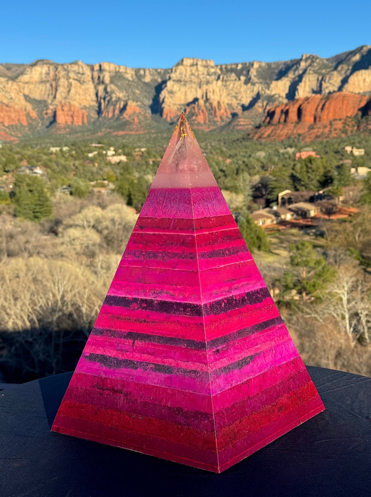 'The Midnight' Black Sun Nubian orgone pyramid, detail view