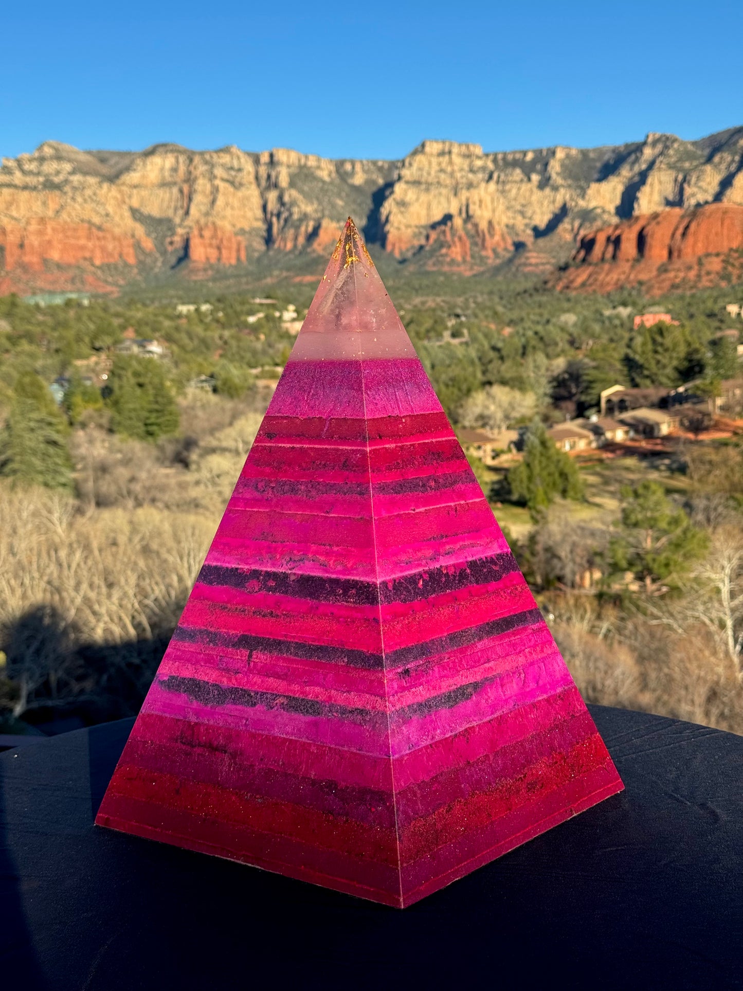 Pink GLOWING 72 Degree XXL 8+ Sided Black Sun Nubian Pyramid