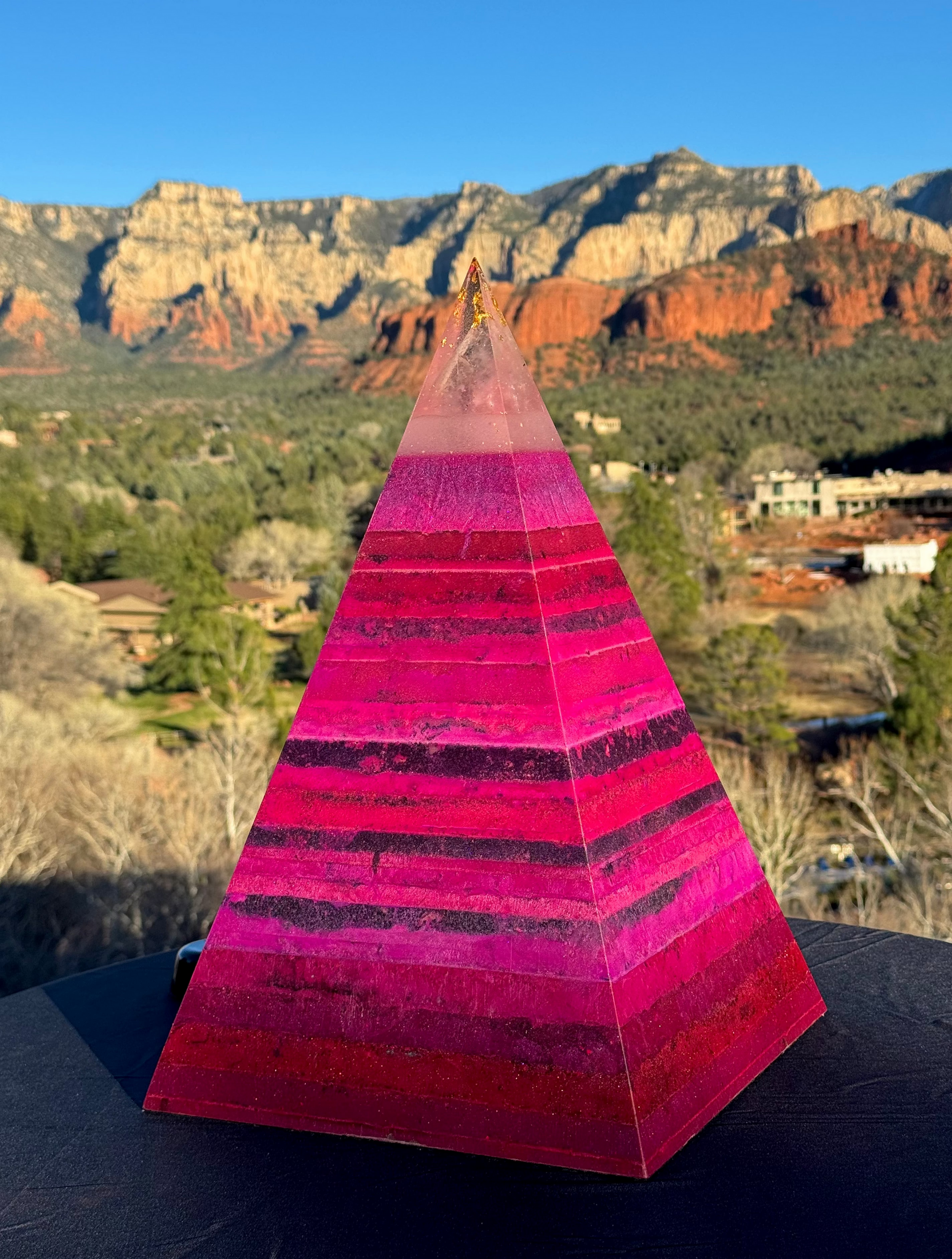 'The Midnight' Black Sun Nubian orgone pyramid, side profile