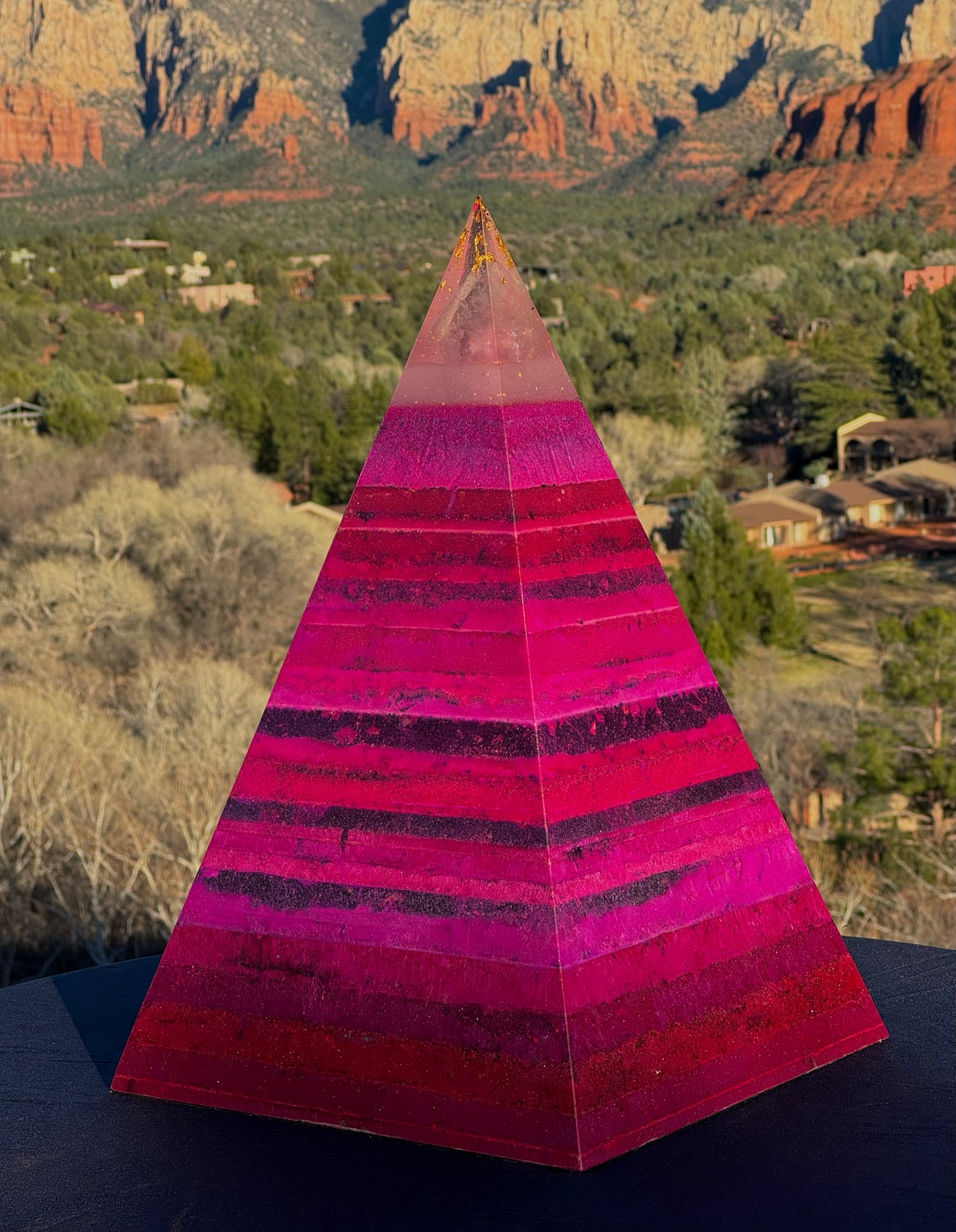 “The White Rainbow” White 72 Degree XXL 8+ Sided Black Sun Nubian Pyramid