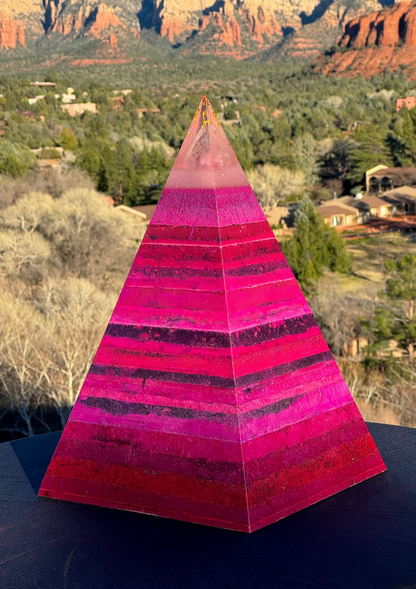 'The Midnight' Black Sun Nubian orgone pyramid, close-up view