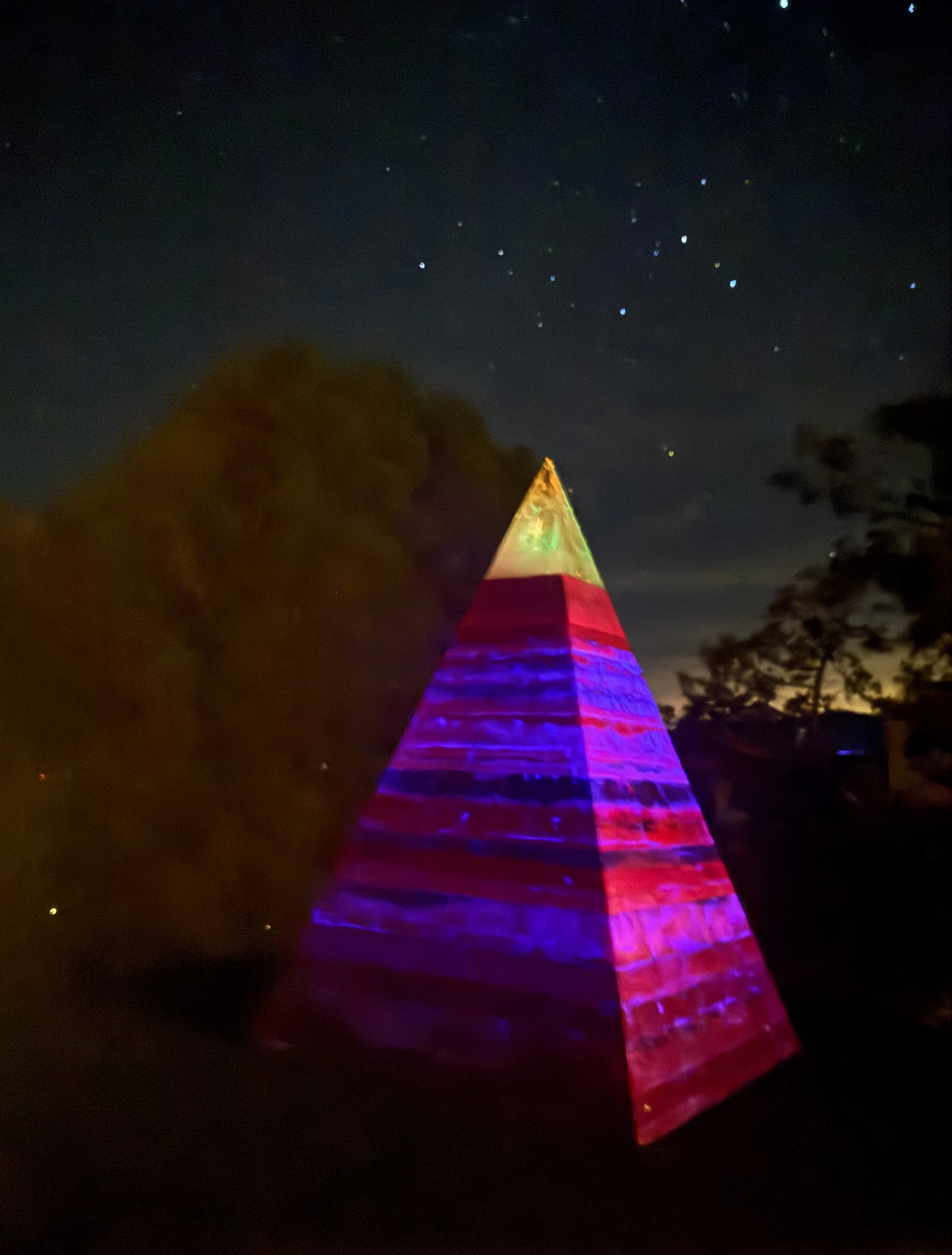 'The Midnight' Black Sun Nubian orgone pyramid, UV glow detail