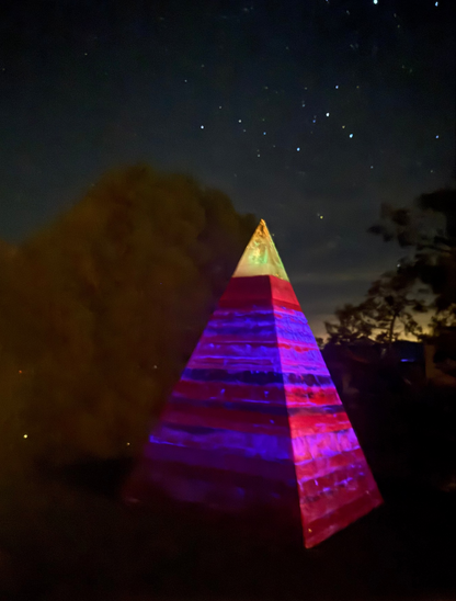 'The Midnight' Black Sun Nubian orgone pyramid, UV glow detail