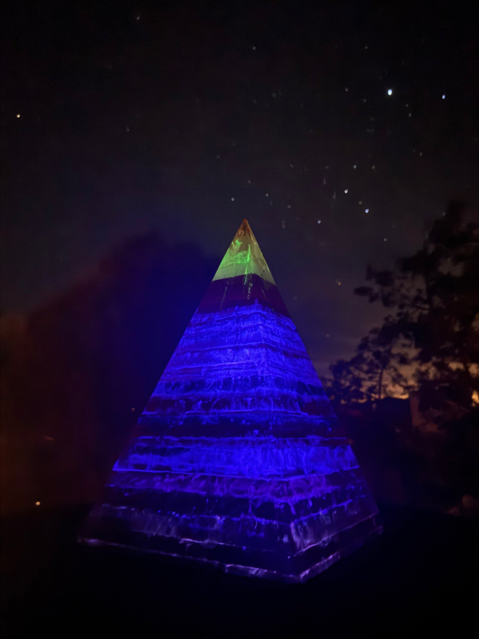 'The Midnight' Black Sun Nubian orgone pyramid, shown to scale