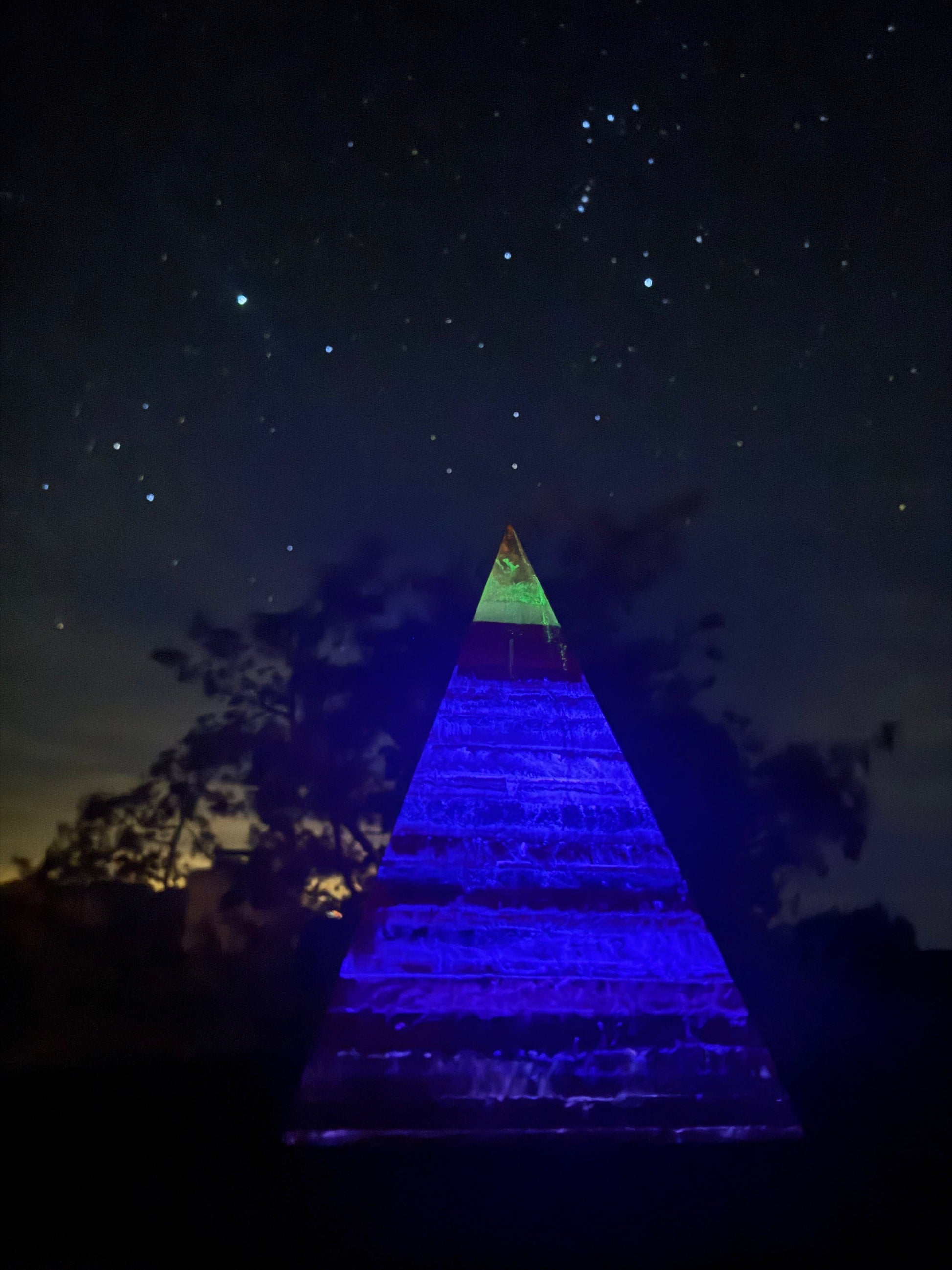 'The Midnight' Black Sun Nubian orgone pyramid, top view