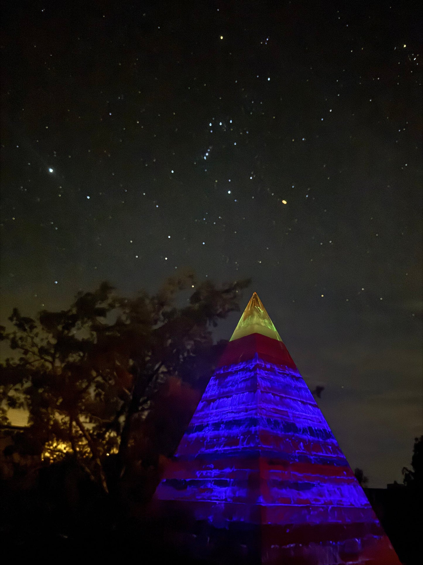 'The Midnight' Black Sun Nubian orgone pyramid, glowing in the dark