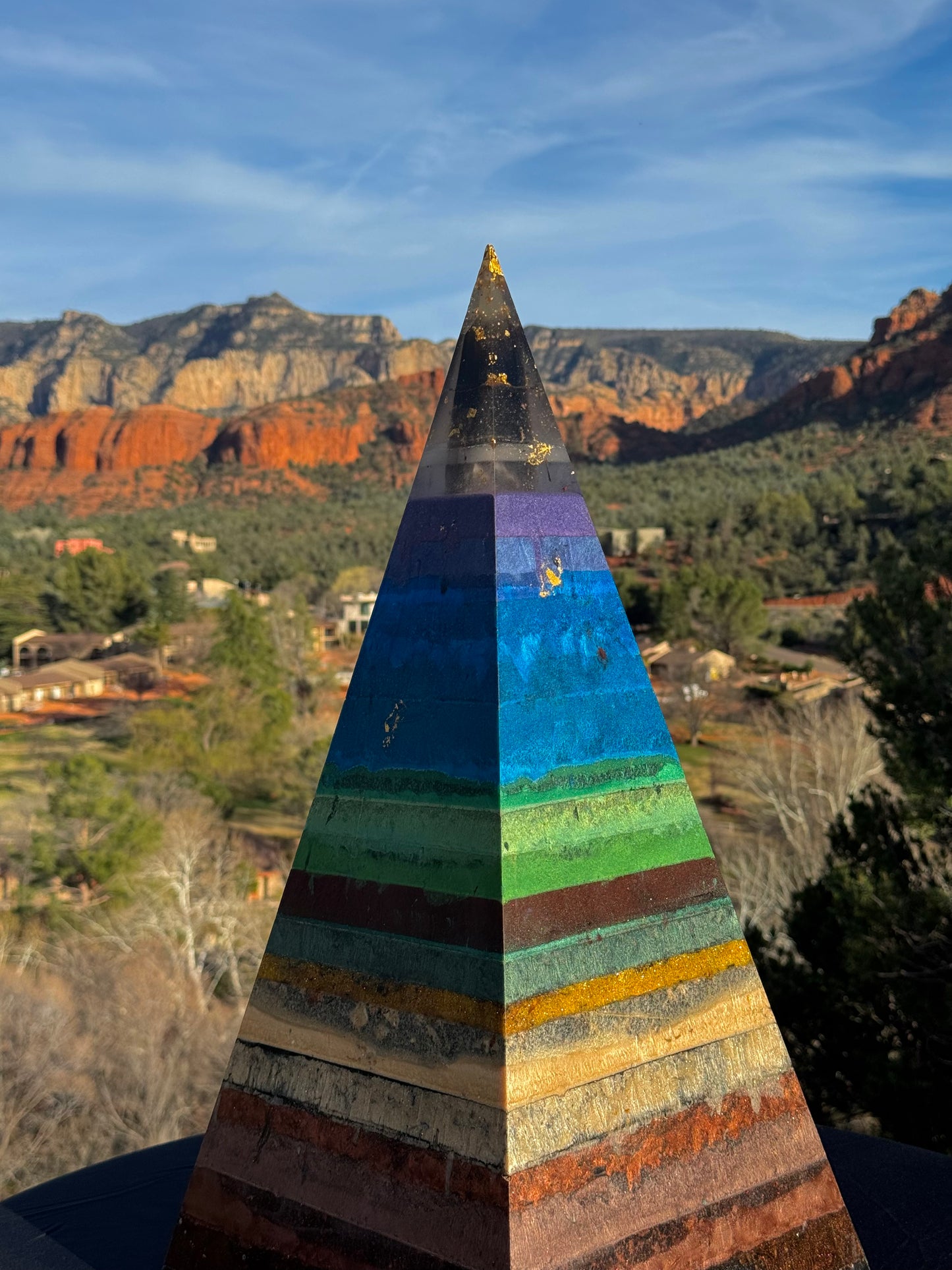 'Seven Chakras' 76° Degree Black Sun Nubian Pyramid