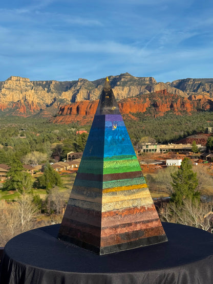 'Seven Chakras' 76° Degree Black Sun Nubian Pyramid