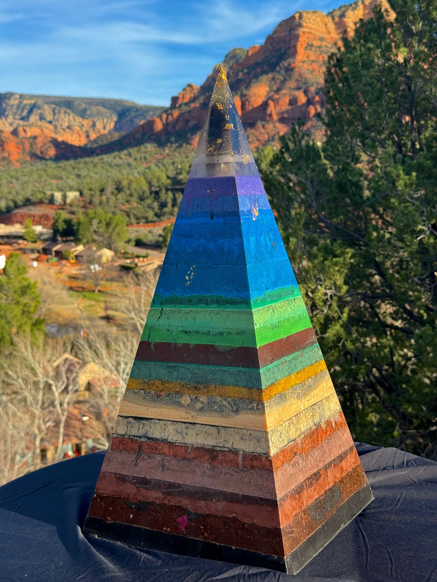 'Seven Chakras' 76° Degree Black Sun Nubian Pyramid