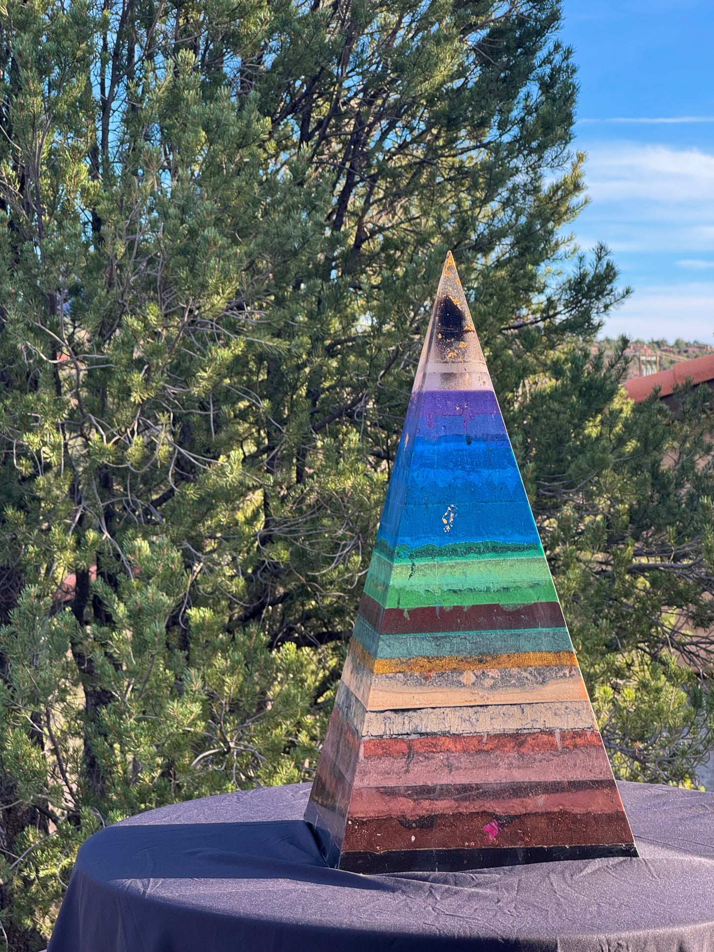 'Seven Chakras' 76° Degree Black Sun Nubian Pyramid