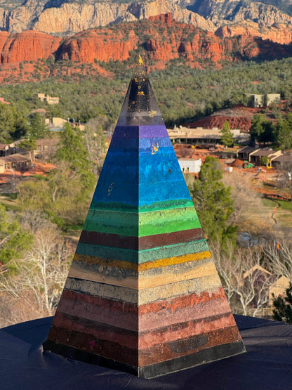 'Seven Chakras' 76° Degree Black Sun Nubian Pyramid
