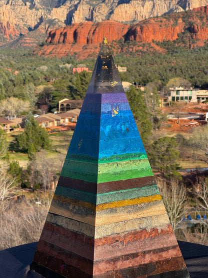 'Seven Chakras' 76-degree Black Sun Nubian orgone pyramid, additional view