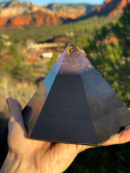 Purple 'Ajna' Black Sun Dodecahedron orgone pyramid, additional view