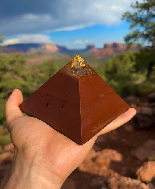 Medium Red Sun Giza orgonite pyramid
